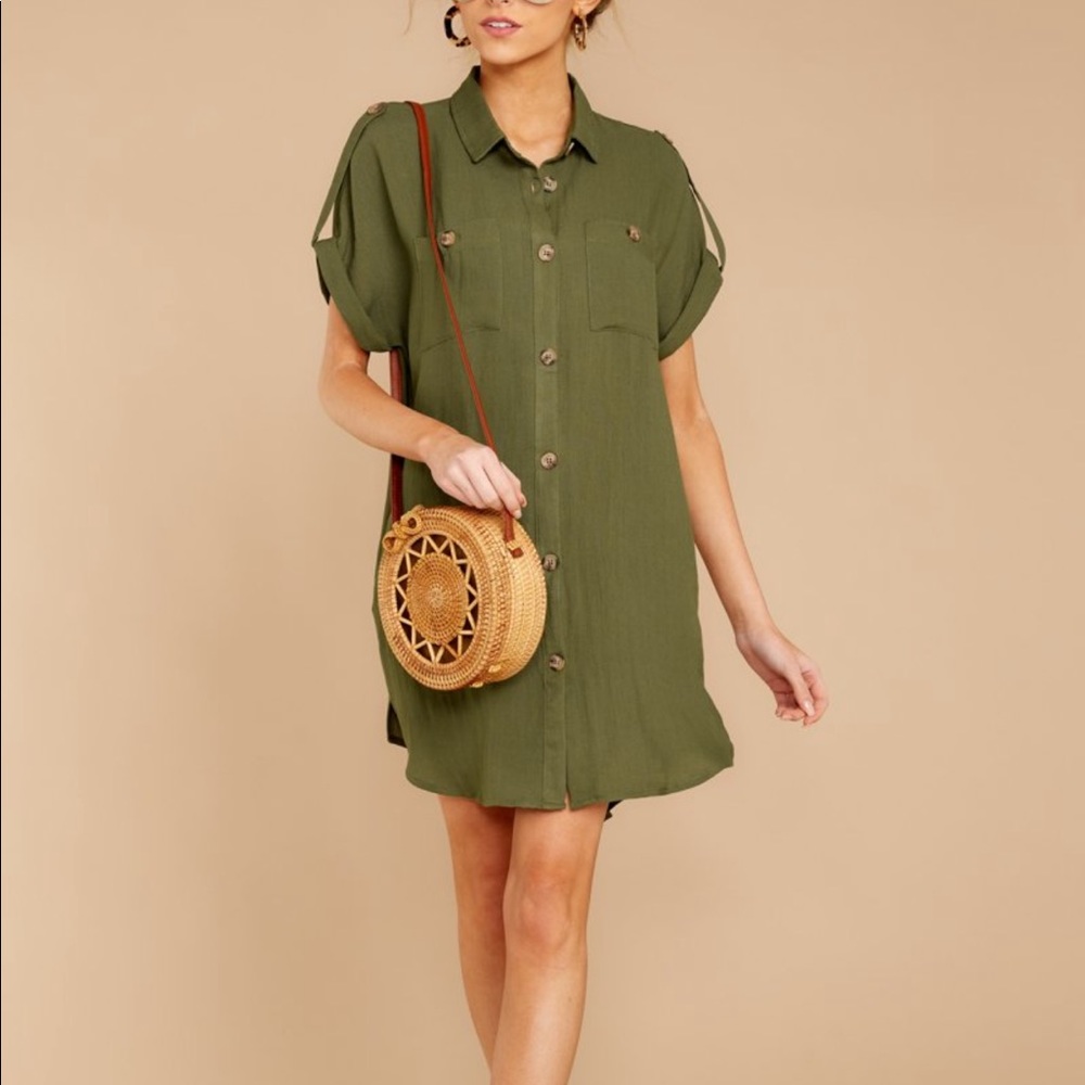 Olive Green Shirt Dress